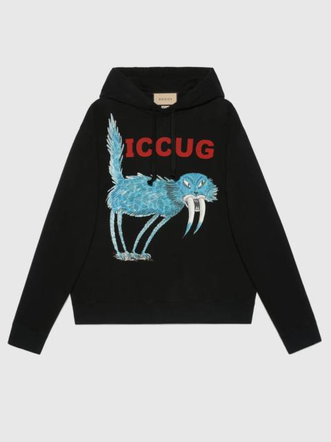 Sweatshirt with ICCUG animal print by Freya Hartas