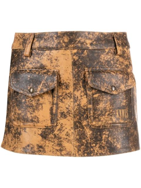 KNWLS Hellz distressed leather miniskirt