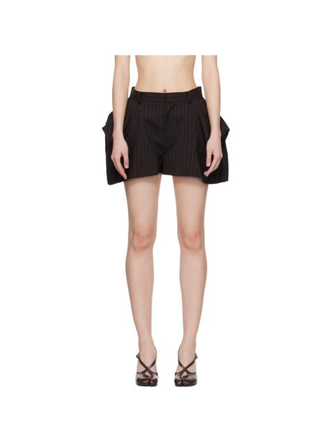sacai Brown Chalk Stripe Shorts