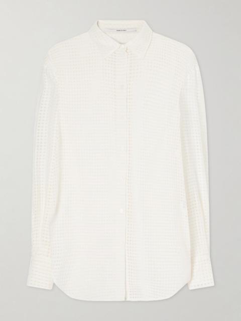 Another Tomorrow Gingham point d’esprit blouse Off-white