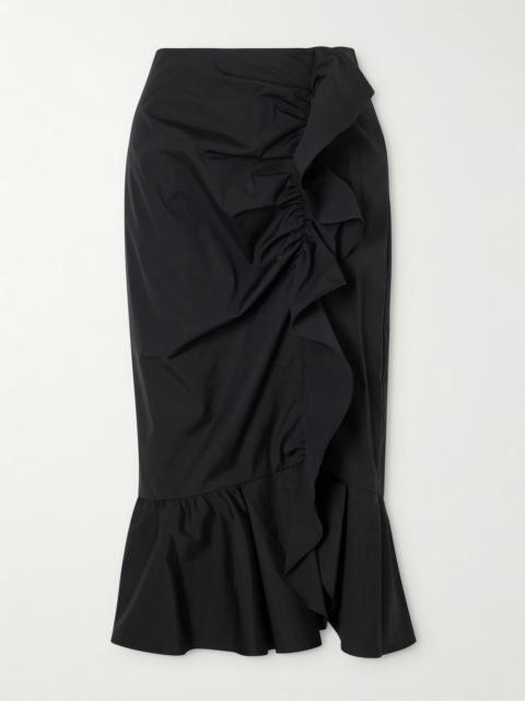 CAROLINA HERRERA Ruched Cotton-blend Midi Skirt