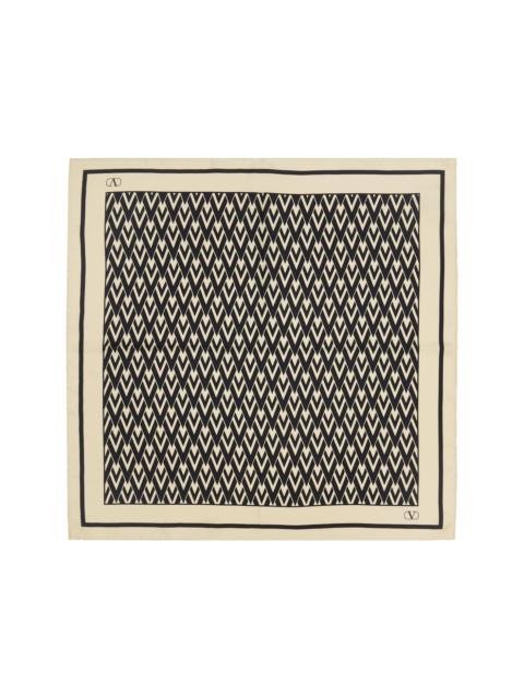 Valentino Beige & Black 'Toute La V' Silk Scarf