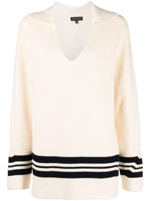 rag & bone stripe-trim oversized jumper