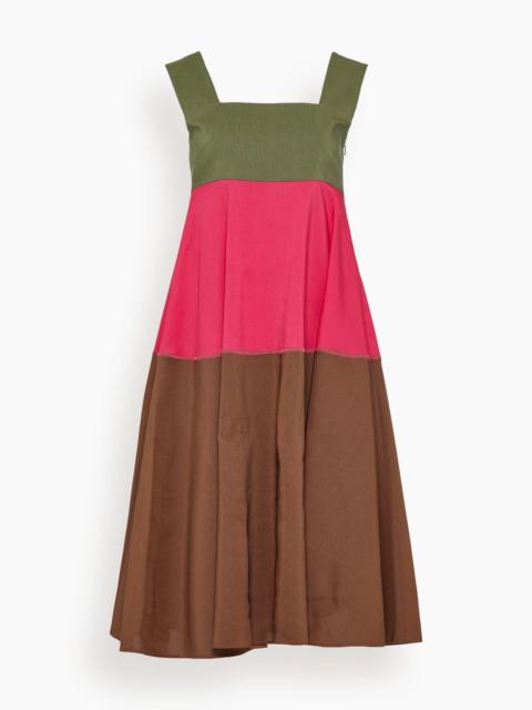 Marni Raw Viscose Ramie Dress in Tobacco