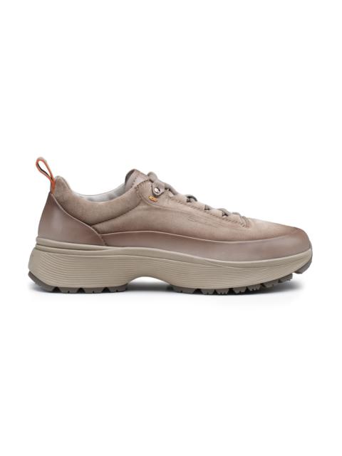 Santoni Men's dove grey leather and suede Easy Bounce Mountain sneaker