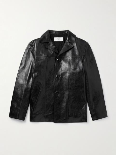 CELINE Waxed-Leather Jacket Black