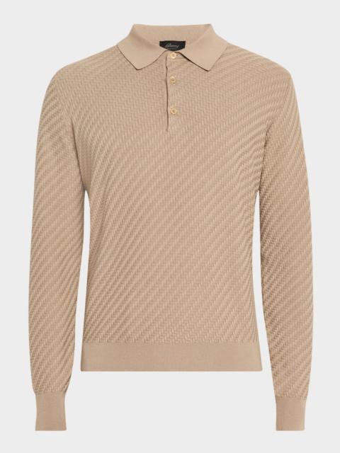Brioni Men & apos;s Basketweave Polo Sweater