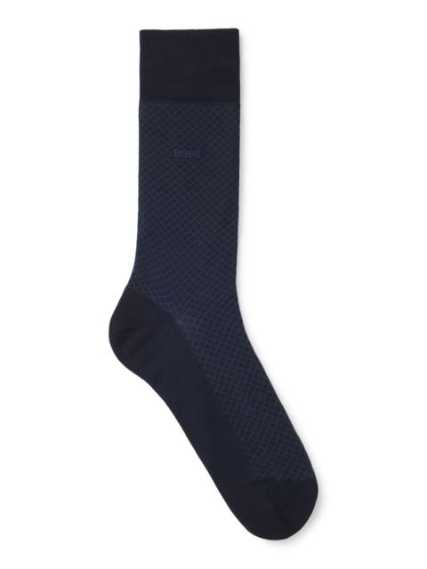 BOSS REGULAR-LENGTH PATTERNED SOCKS IN A MERCERIZED-COTTON BLEND