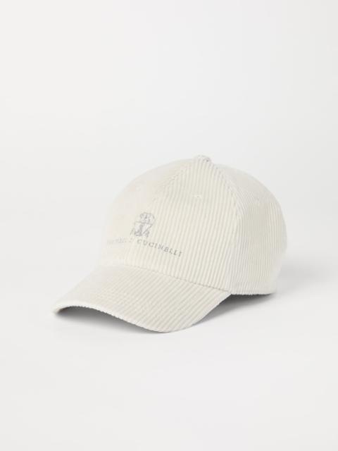Brunello Cucinelli Comfort cotton and cashmere corduroy baseball cap with embroidered logo