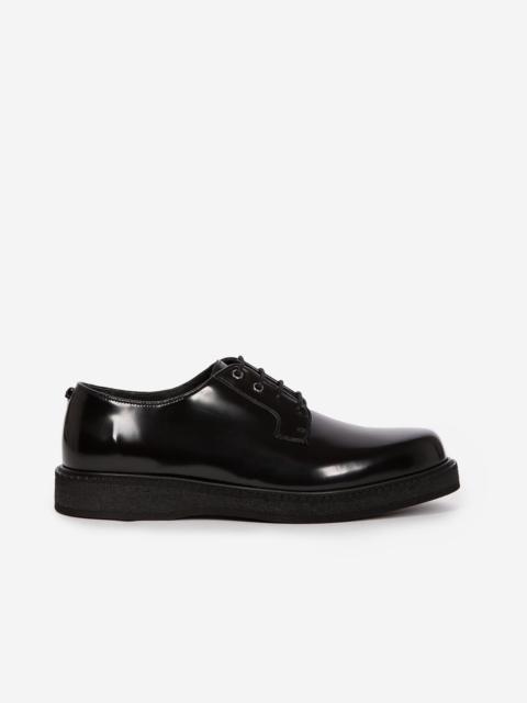 The Kooples BLACK LEATHER DERBIES WITH EYELETS