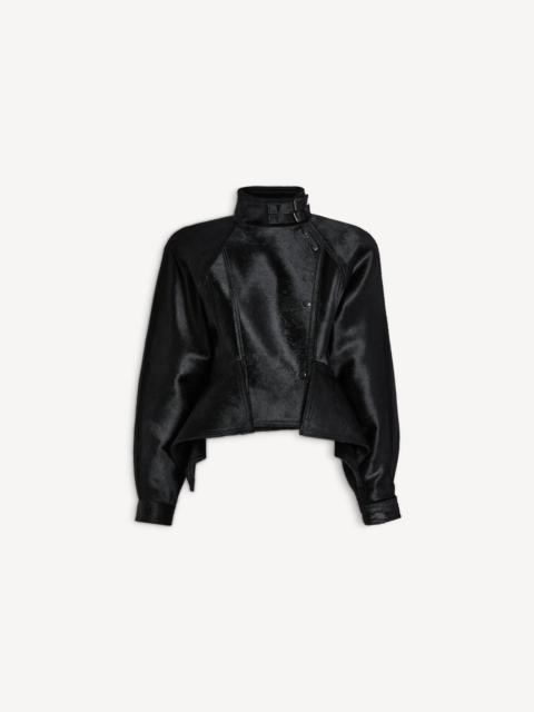 Balmain Pony-effect leather signature jacket