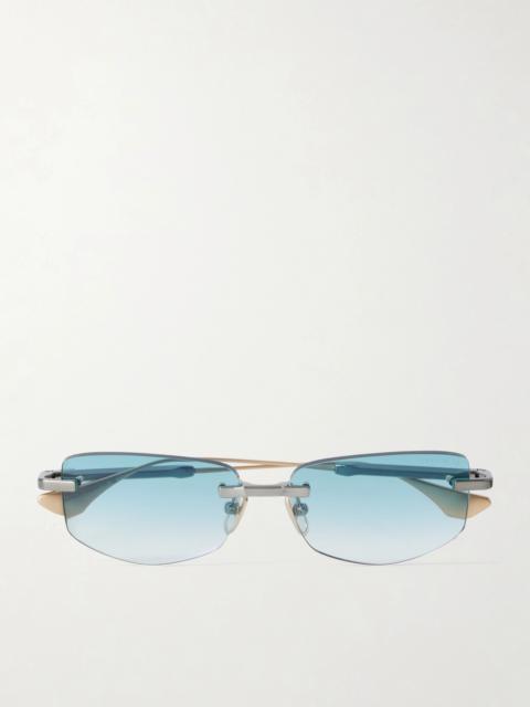 DITA Trysim.75 Square-Frame Gold and Silver-Tone Titanium Sunglasses