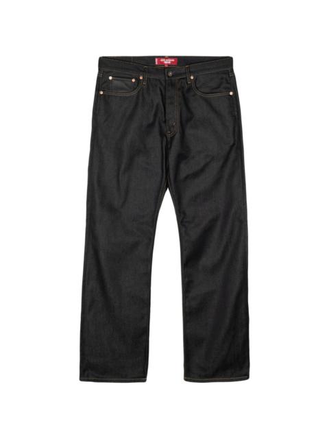 mid-rise straight-leg jeans