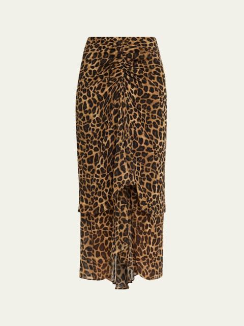 VERONICA BEARD Sira Leopard High-Low Skirt