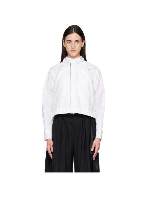 sacai White Poplin Hoodie