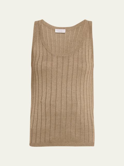 Silk Lurex Wide-Ribbed Tank Top