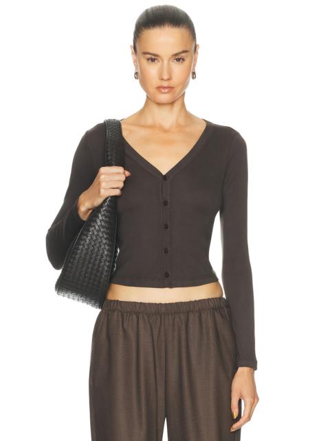Enza Costa Supima Cotton V-Neck Cardigan