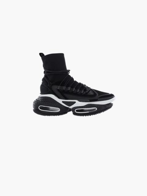 Balmain Black and silver mesh and knit B-Bold Runner sneakers with elastic bands