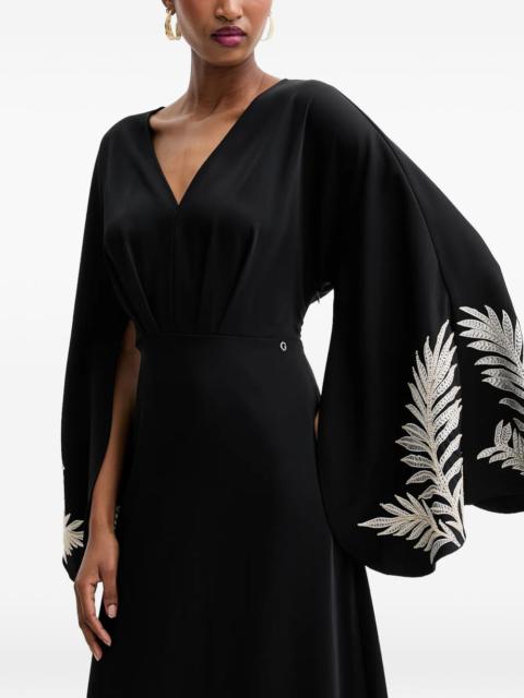 GUESS USA leaf-embroidered v-neck dress