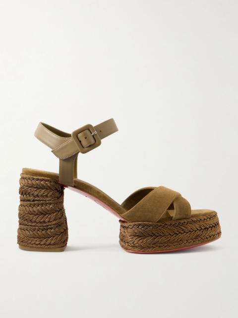 Christian Louboutin Calakala 85 suede cross upper platform sandal Brown