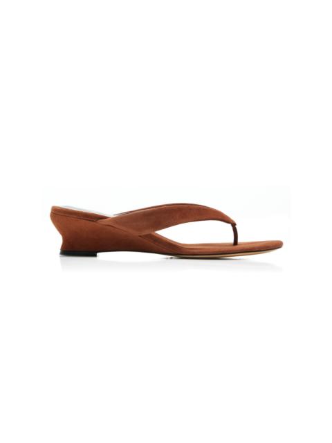 LE MONDE BÉRYL Micro-Wedge Calf Hair Thong Sandals tan