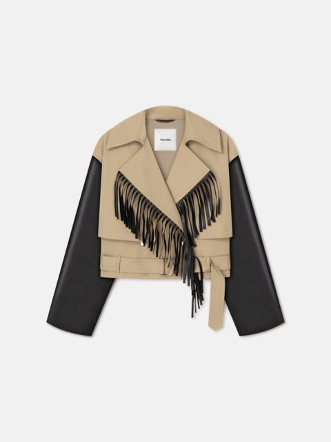 Nanushka Fringed Twill and Regenerated Leather Jacket