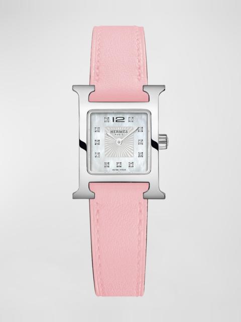 Hermès 30mm Heure H Diamond Mother-of-Pearl Watch with Leather Strap
