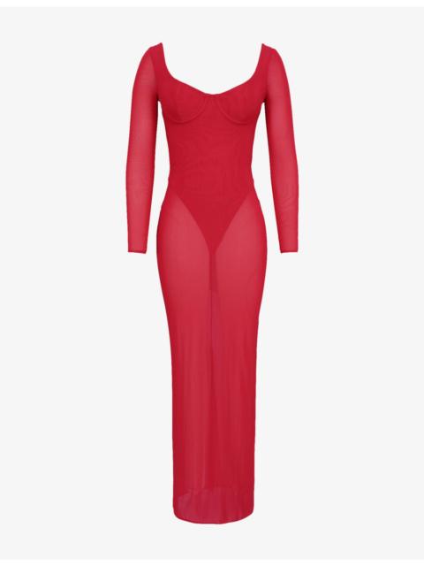 House of CB Everly Mesh Maxi Dress with Bodysuit