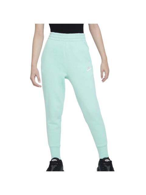 Nike Sportswear Club Fleece Girls' High-waisted Fitted Pants GS "Emerald Rise / Emerald Rise / White" FD2