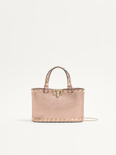 Valentino ROCKSTUD MINI SHOPPING BAG IN LAMINATED GRAINY CALFSKIN