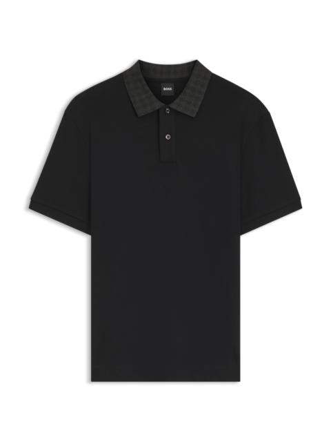 BOSS REGULAR-FIT POLO SHIRT IN COTTON WITH PATTERNED COLLAR
