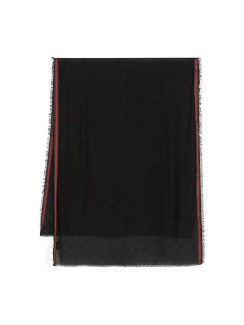 GUCCI Web-stripe frayed scarf