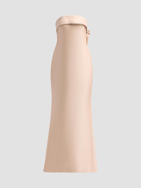 BADGLEY MISCHKA Women's Bow-Back Strapless Stretch-Mikado Gown - Gold