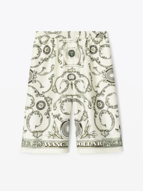 Alexander Wang MONEY PRINT BOXER SHORTS IN SILK TWILL