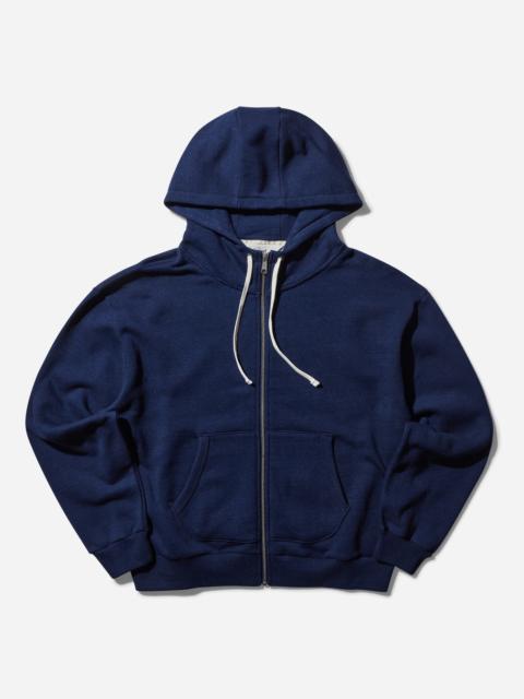 BRAIN DEAD Men's Padded Elbow Zip-Up Hoodie Indigo