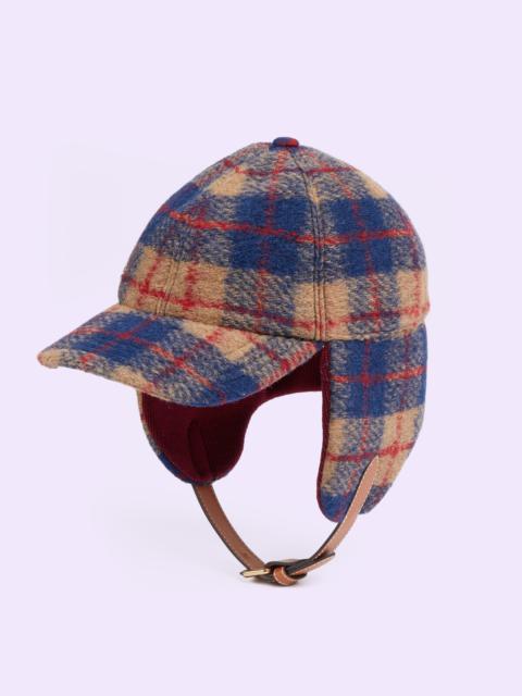 GUCCI Check wool blend hat with ear flaps