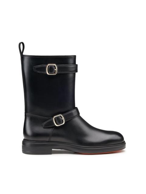 Santoni Women's black leather ankle boot