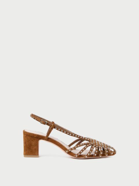 LOEFFLER RANDALL Priscilla Cacao/Silver Suede Heeled Sandal