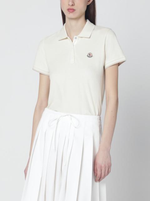 Moncler White cotton polo shirt with logo patch