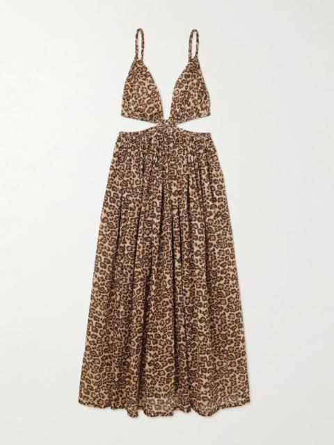 Zimmermann Wanderlust cutout leopard-print cotton-voile maxi dress Leopard print