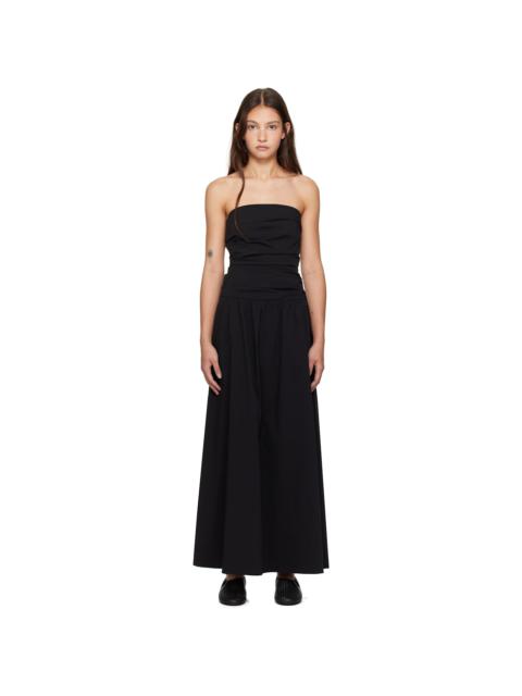 ST. AGNI Black Gathered Strapless Tie Back Maxi Dress