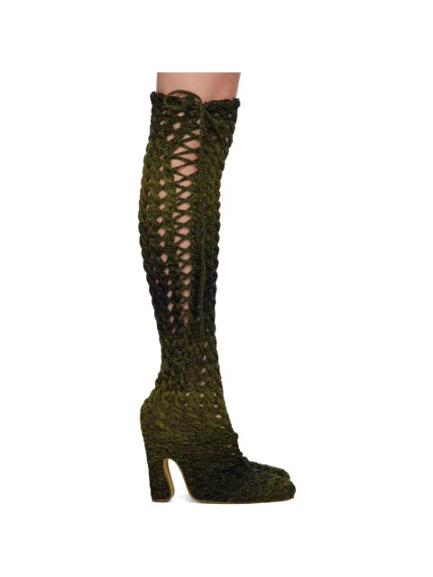 ISA BOULDER SSENSE Exclusive Khaki & Black Spiral Cable Boots