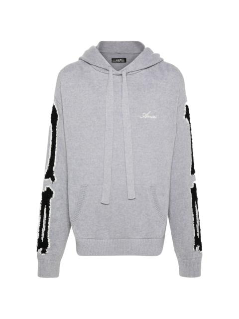 logo-embroidered knitted hoodie