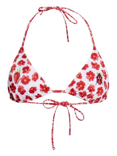 VERSACE floral-print bikini top