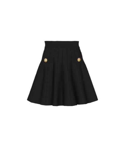 Balmain Flared knit skirt with sparkly stripes