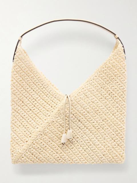 HUNTING SEASON Origami Small Leather-trimmed Raffia Tote