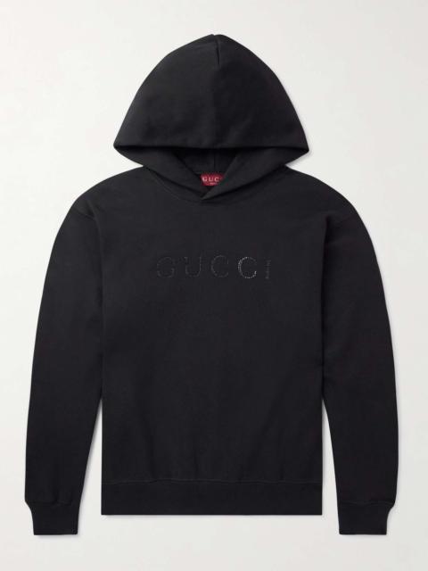 GUCCI Logo-Appliquéd Crystal-Embellished Cotton-Jersey Hoodie