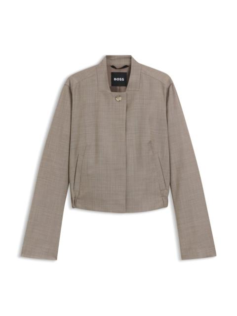 STRETCH-WOOL JACKET WITH SHARKSKIN WEAVE