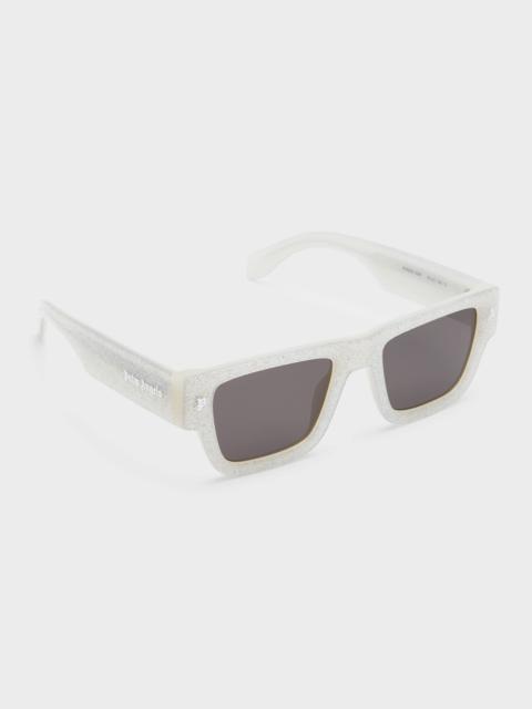 Palm Angels Men's Palisade Glitter Acetate Rectangle Sunglasses