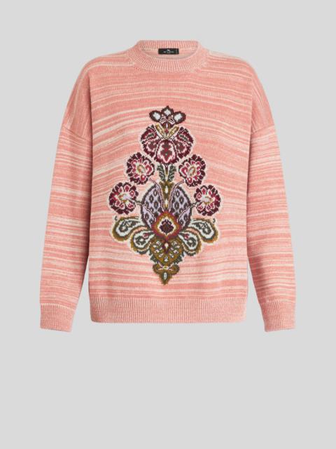 Etro STRIPED SWEATER WITH TAPESTRY INLAY